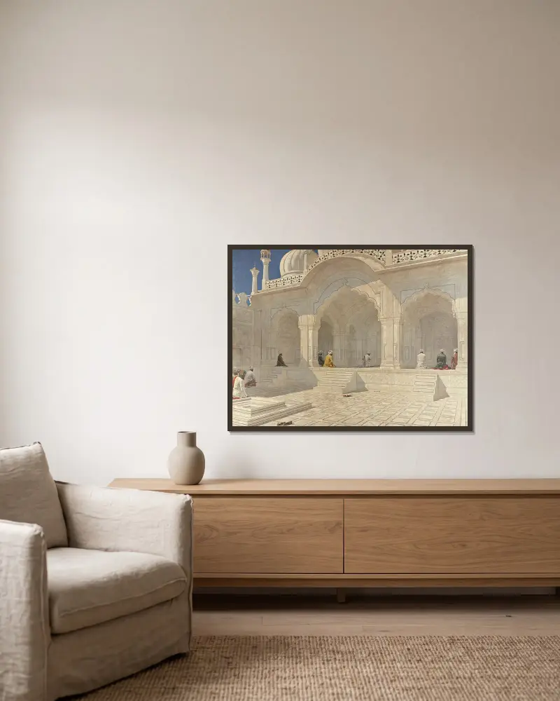 Pearl Mosque At Delhi av Vasily Vereshchagin inramad på en vägg