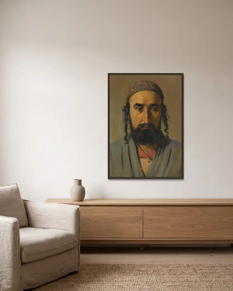 Portrait Of A Jewish Merchant av Vasily Vereshchagin inramad på en vägg
