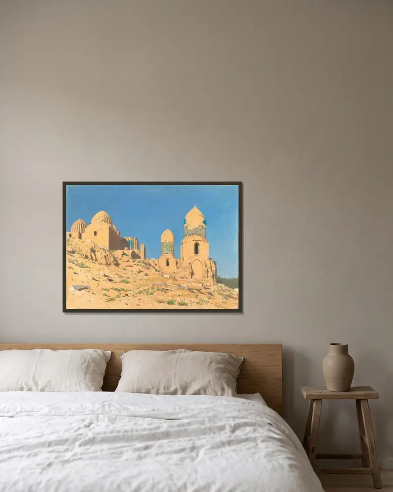 Shah-i-Zinda-Mausoleum in Samarkand von Vasily Vereshchagin gerahmt an einer Wand