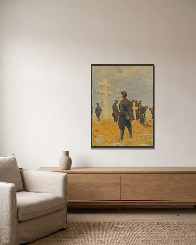 Die gefallenen Helden von Vasily Vereshchagin gerahmt an einer Wand