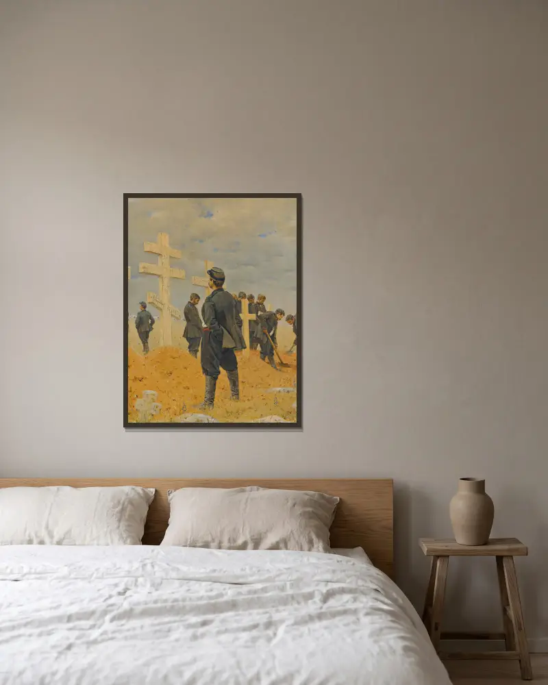 Die gefallenen Helden von Vasily Vereshchagin gerahmt an einer Wand