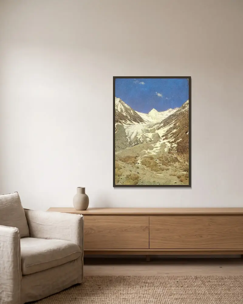 Der Gletscher auf dem Weg von Kaschmir nach Ladakh (Studie) von Vasily Vereshchagin gerahmt an einer Wand