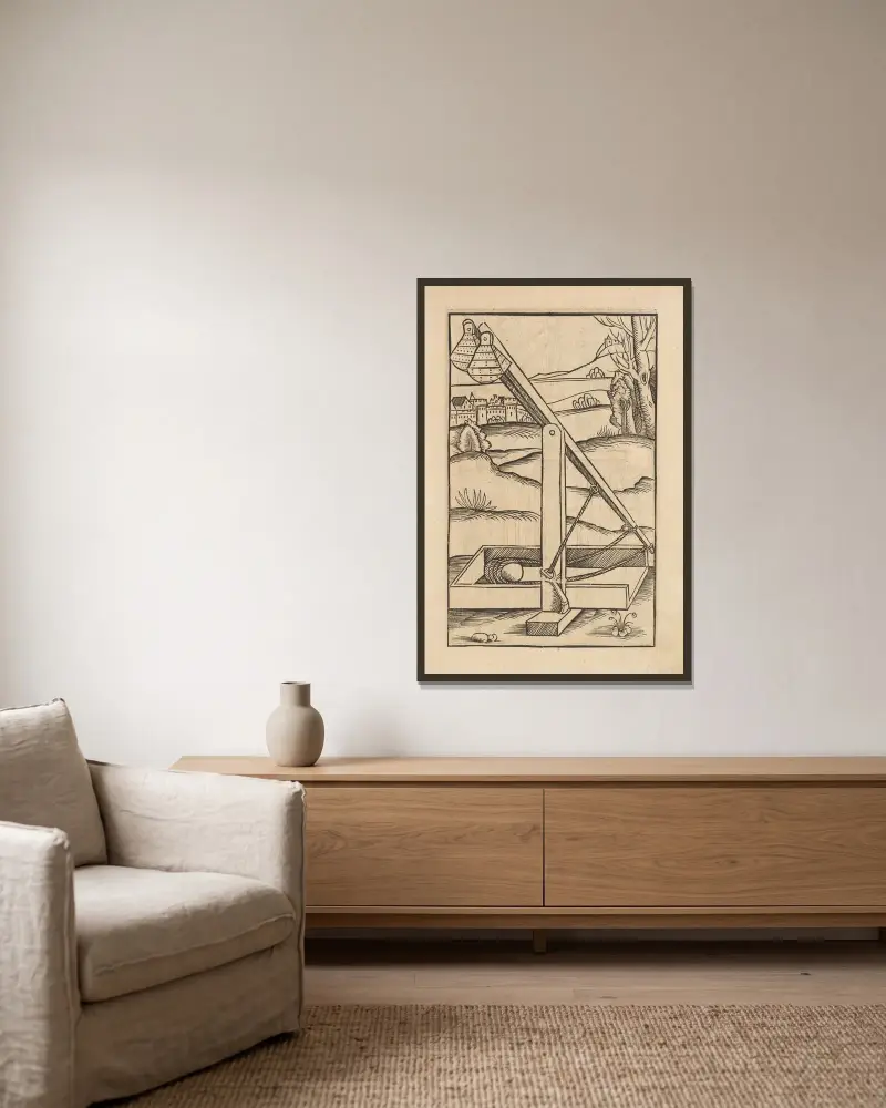 Vier Bücher der Ritterschafft Pl.006 av Flavius Vegetius Renatus inramad på en vägg