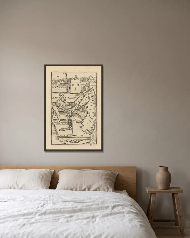 Vier Bücher der Ritterschafft Pl.023 av Flavius Vegetius Renatus inramad på en vägg