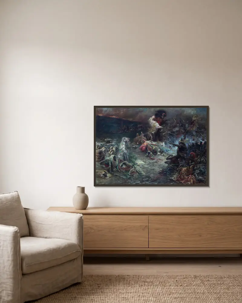 Das Blutbad von Georges Jules Victor Clairin gerahmt an einer Wand