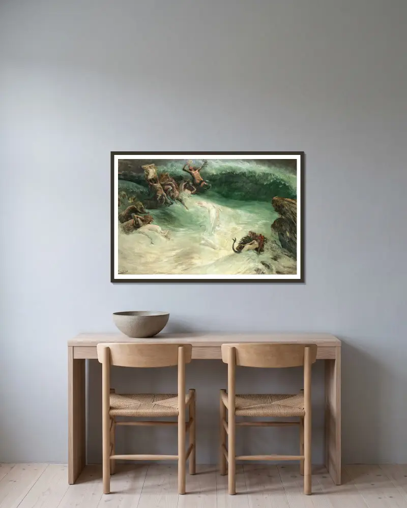 Naiades et Centaures dans les Vagues av Georges Jules Victor Clairin inramad på en vägg