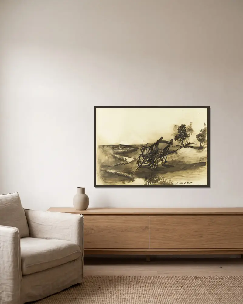 Flickstol von Victor Hugo gerahmt an einer Wand