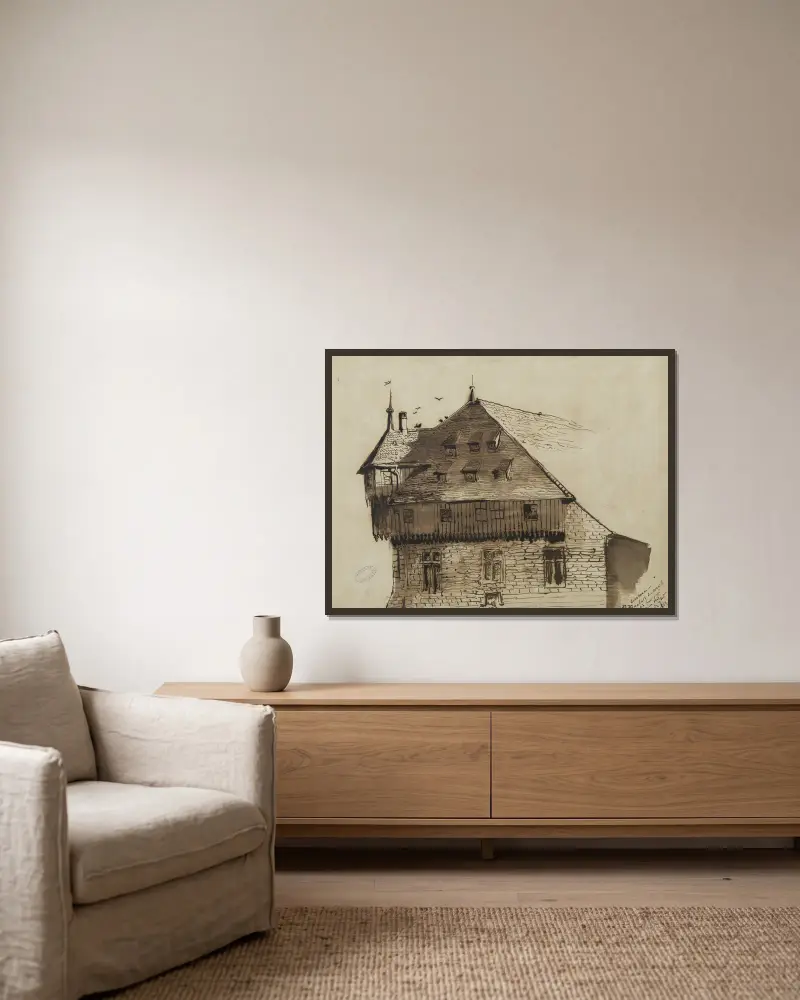 Konstanz. Konzilspalast, in dem Jan Hus verurteilt wurde von Victor Hugo gerahmt an einer Wand
