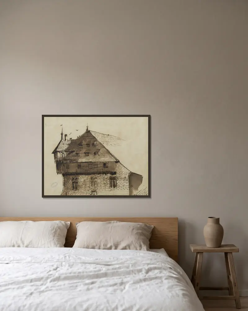Konstanz. Konzilspalast, in dem Jan Hus verurteilt wurde von Victor Hugo gerahmt an einer Wand