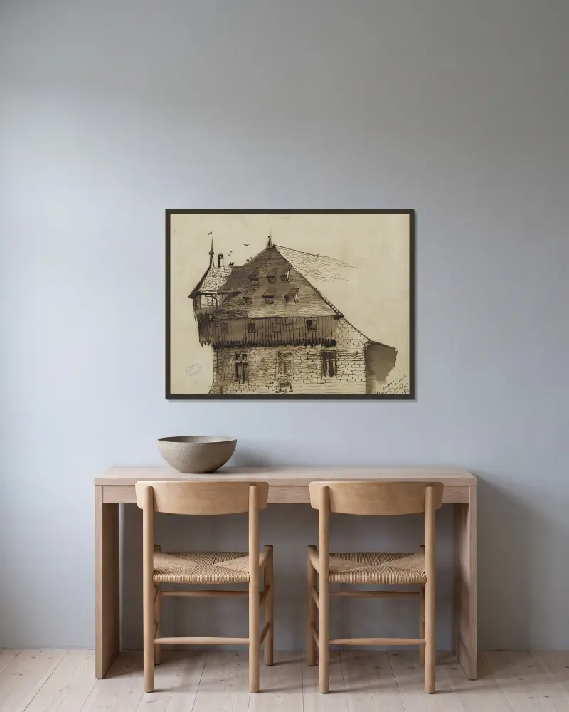 Konstanz. Konzilspalast, in dem Jan Hus verurteilt wurde von Victor Hugo gerahmt an einer Wand