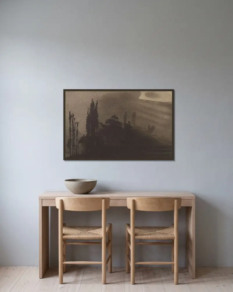Minnesbild av en dimma av Victor Hugo inramad på en vägg