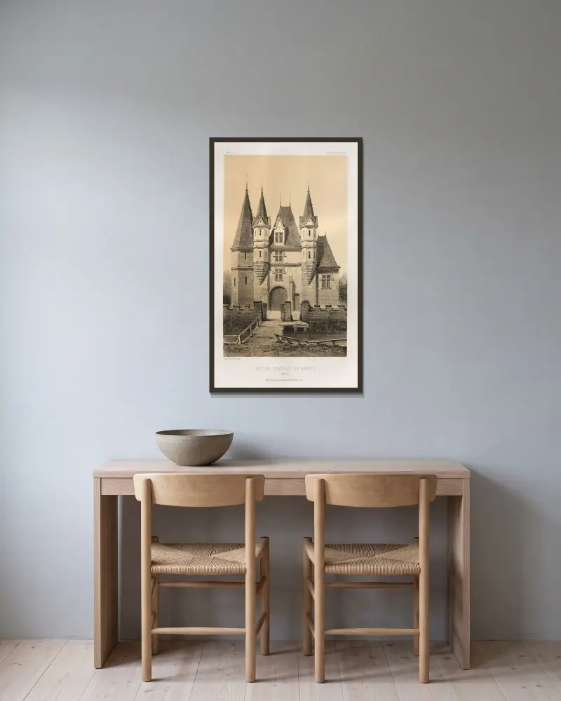 Altes Schloss von Barou (Calvados) von Victor Petit gerahmt an einer Wand