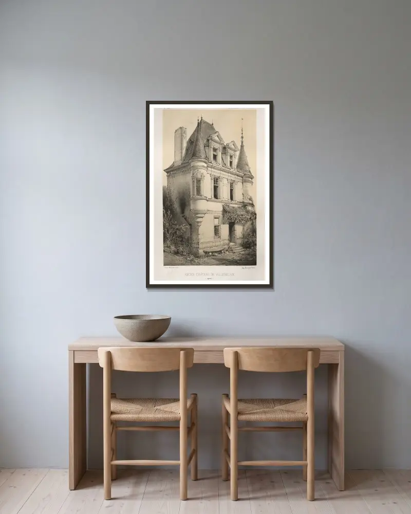 Ancien Chateau de Villeneuve (Yonne) av Victor Petit inramad på en vägg
