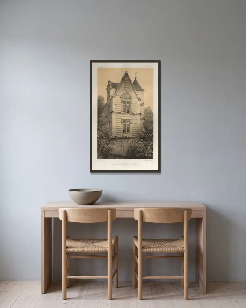Altes Schloss von Érival (Aisne) von Victor Petit gerahmt an einer Wand