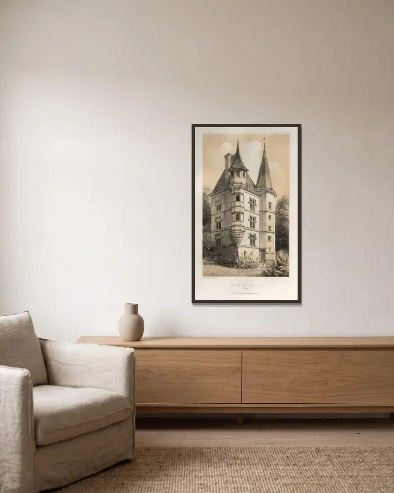 Altes Lehnsgut Fley (Nièvre) von Victor Petit gerahmt an einer Wand