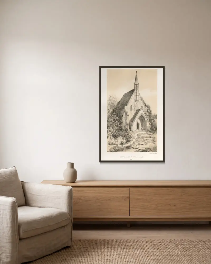 Chapelle de Fontaine-Jean (Loiret) av Victor Petit inramad på en vägg