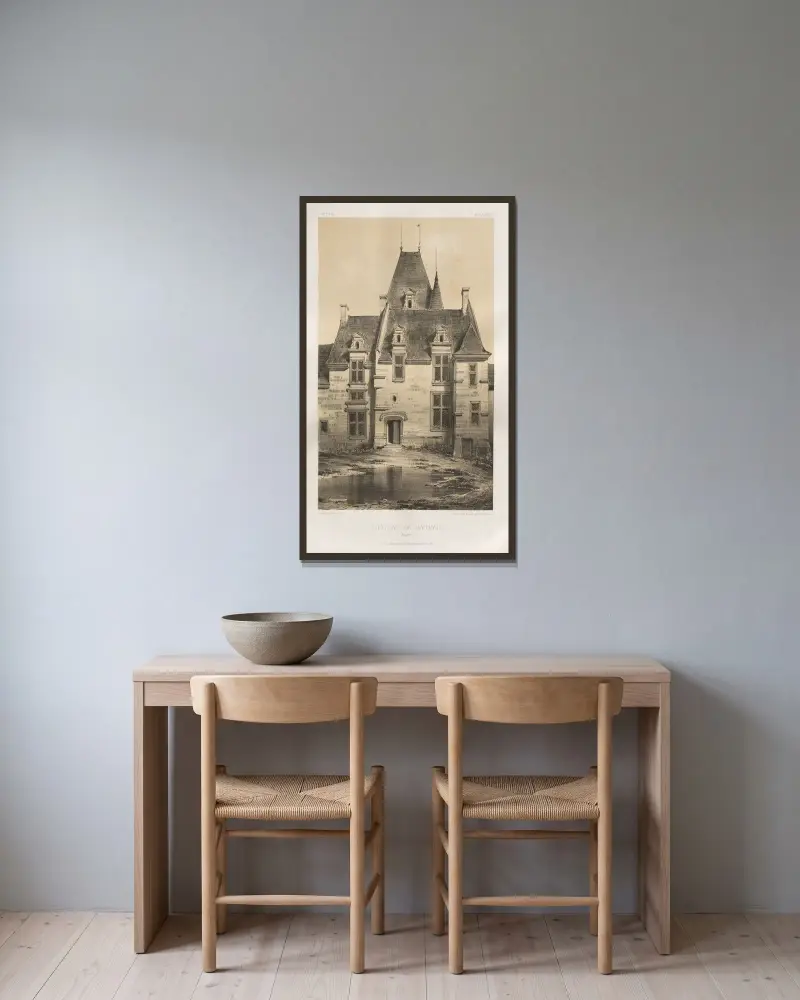 Schloss Baumais (Calvados) von Victor Petit gerahmt an einer Wand
