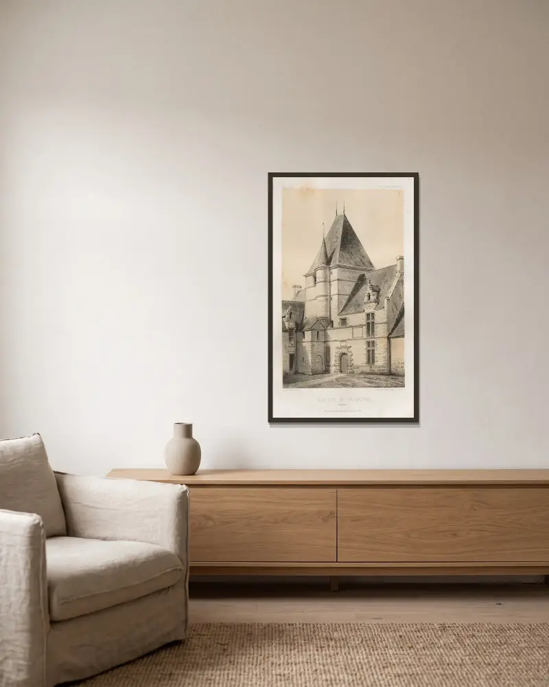 Schloss Cramesnil (Calvados) von Victor Petit gerahmt an einer Wand