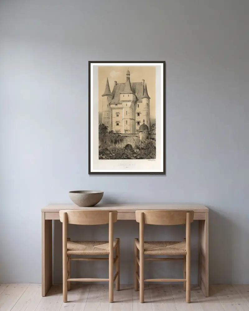 Schloss Fay (Maine) von Victor Petit gerahmt an einer Wand