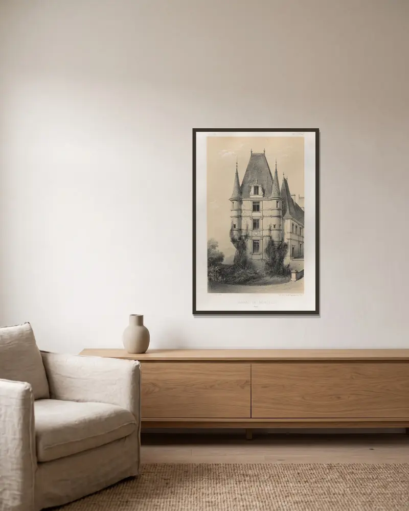 Schloss Marchais (Aisne) von Victor Petit gerahmt an einer Wand