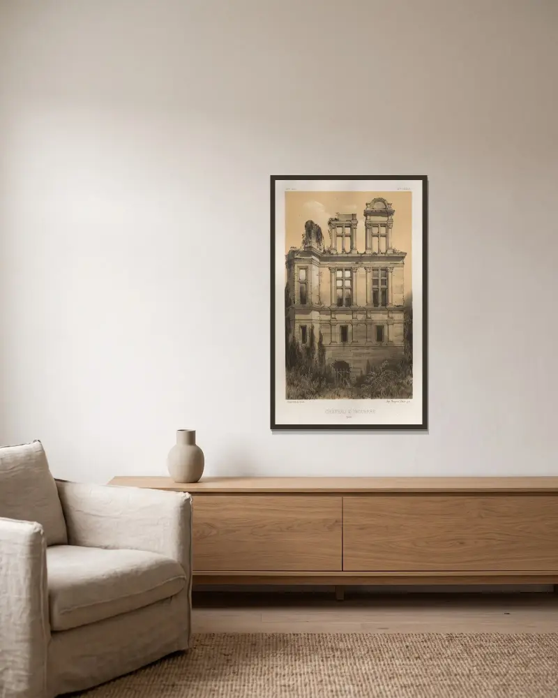 Schloss Yrouerre (Yonne) von Victor Petit gerahmt an einer Wand