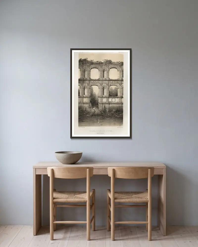 Galerie Ruinée D’Un Château, d’aprés un vieux dessin av Victor Petit inramad på en vägg
