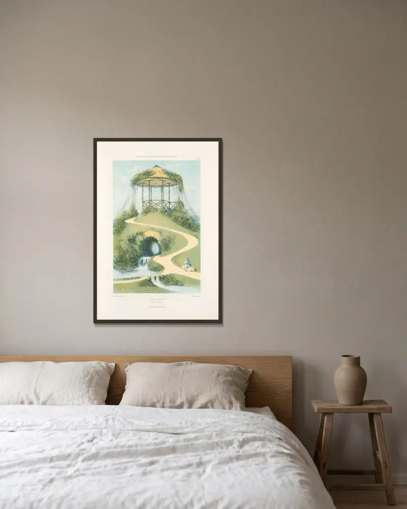 Grotte und Pavillon (rustikaler Stil) von Victor Petit gerahmt an einer Wand