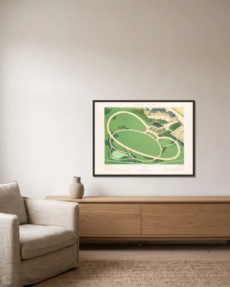 Gartenlandschaft auf einem Hügel von Victor Petit gerahmt an einer Wand