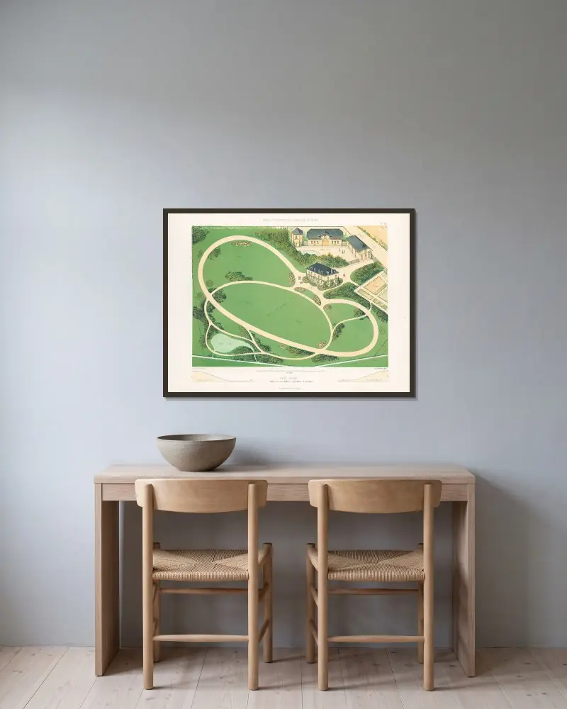 Gartenlandschaft auf einem Hügel von Victor Petit gerahmt an einer Wand