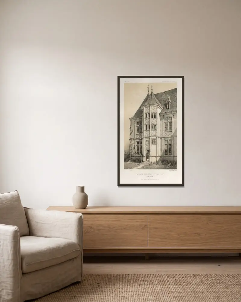 Altes Haus in Toulouse (Haute-Garonne) von Victor Petit gerahmt an einer Wand