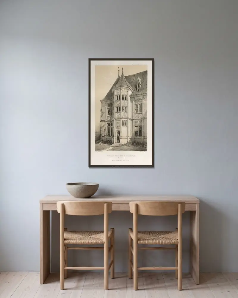 Altes Haus in Toulouse (Haute-Garonne) von Victor Petit gerahmt an einer Wand