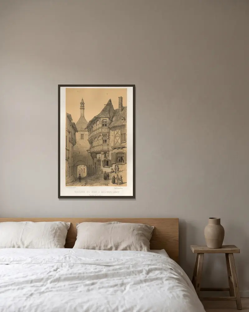 Maison en Bois a Bourbon-Lancy (Saone Et Loire) av Victor Petit inramad på en vägg