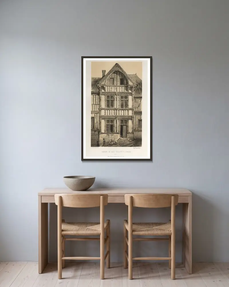 Maison En Bois Sculpte A Cravan (Yonne) av Victor Petit inramad på en vägg