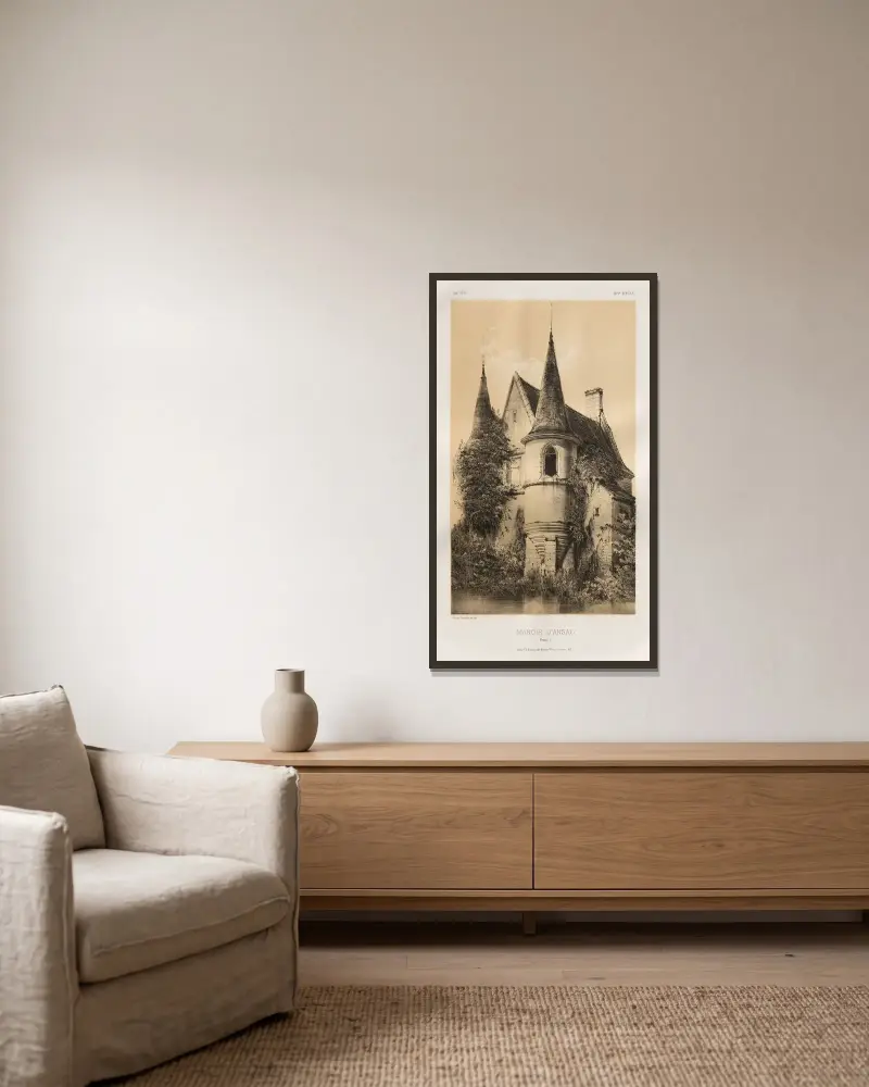 Herrenhaus von Ansac (Corrèze) von Victor Petit gerahmt an einer Wand