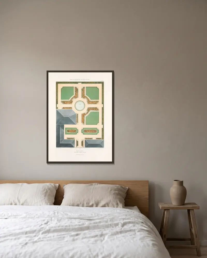 Französisches Parterre – Nr. 3 von Victor Petit gerahmt an einer Wand