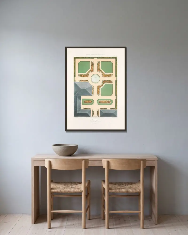 Französisches Parterre – Nr. 3 von Victor Petit gerahmt an einer Wand