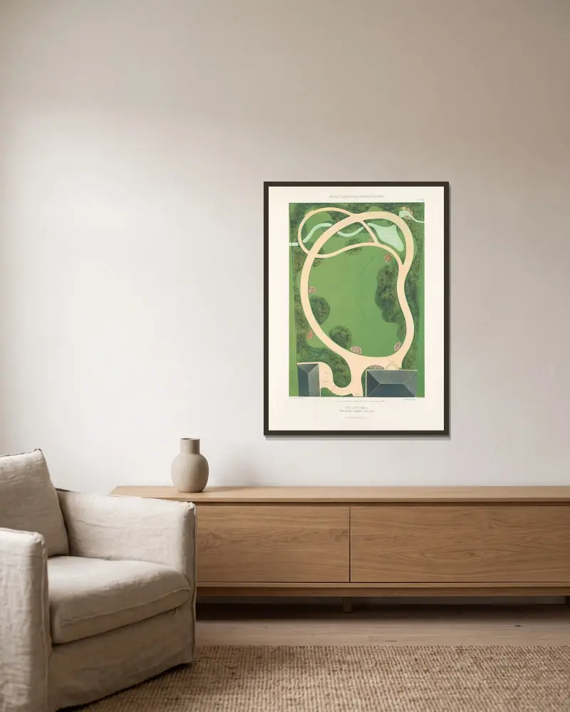 Kleiner englischer Garten – Nr. 1 von Victor Petit gerahmt an einer Wand
