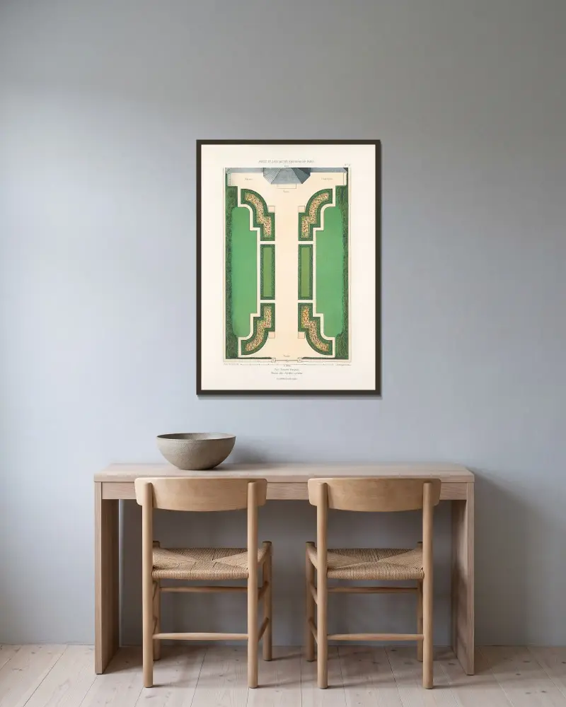 Petit Parterre francais von Victor Petit gerahmt an einer Wand