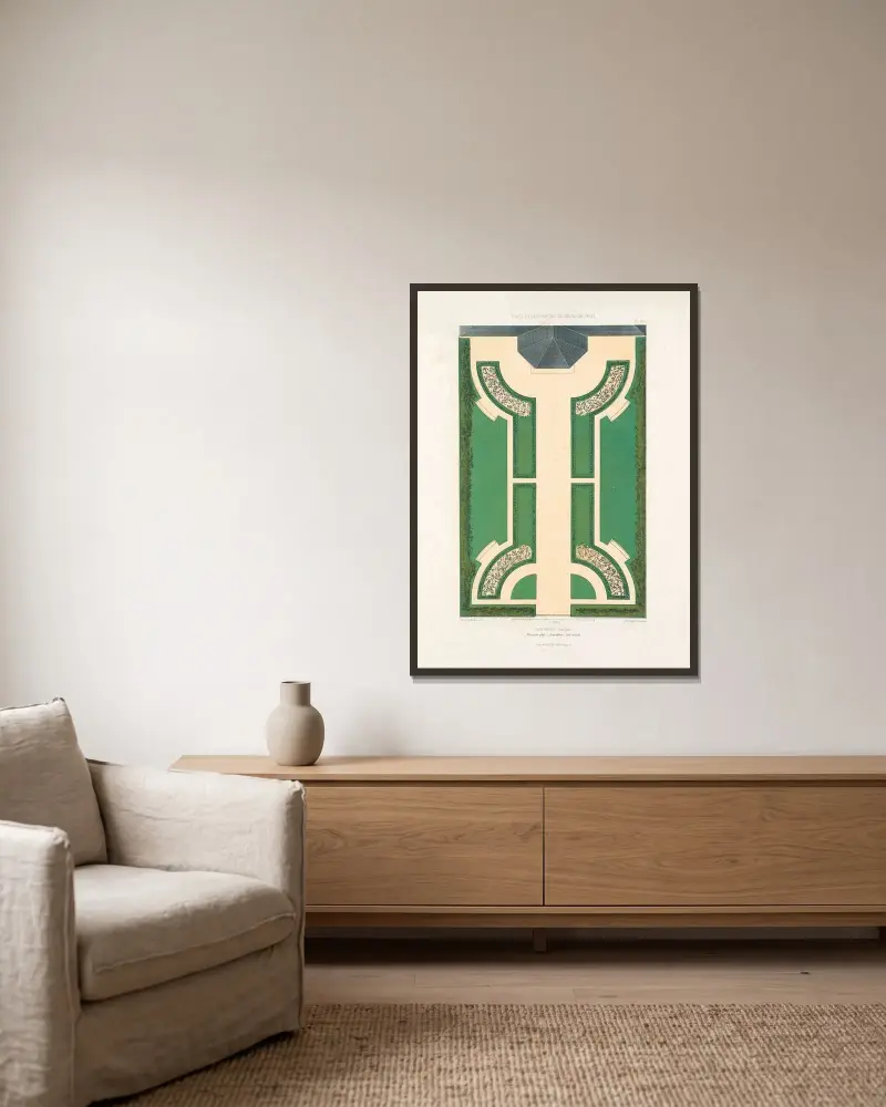 Petit Parterre français – Nr. 1 von Victor Petit gerahmt an einer Wand