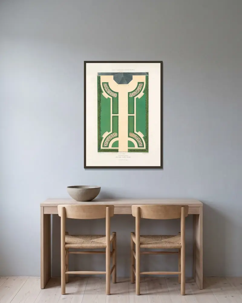 Petit Parterre français – Nr. 1 von Victor Petit gerahmt an einer Wand