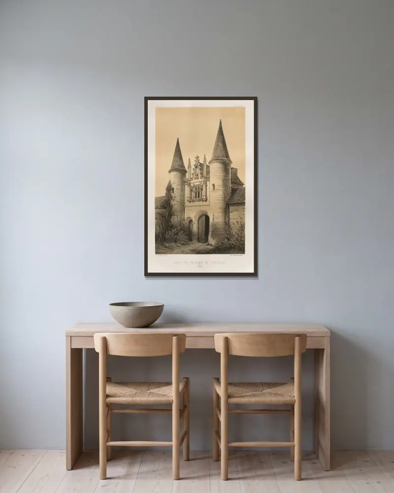 Tor zum Priorat von Torteval (Calvados) von Victor Petit gerahmt an einer Wand