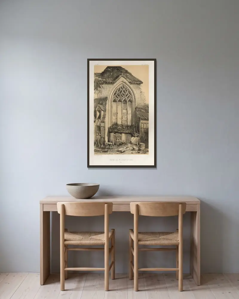 Ruine von Saint-Jean-Le-Bas (Aisne) von Victor Petit gerahmt an einer Wand