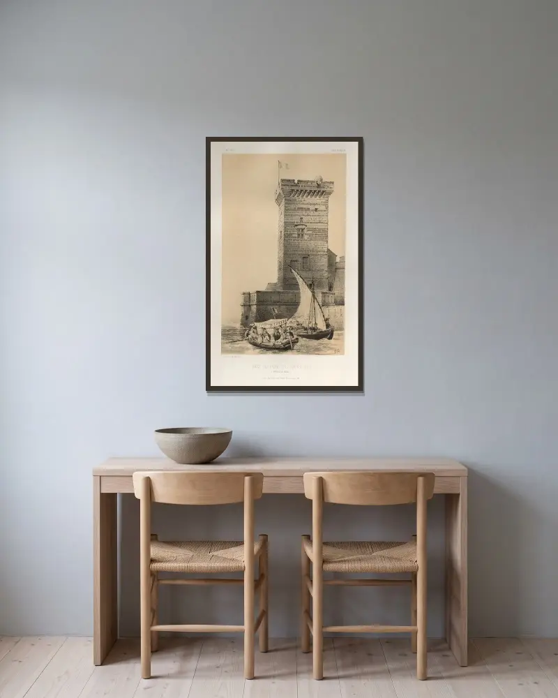 Turm des Hafens von Marseille (Bouches-du-Rhône) von Victor Petit gerahmt an einer Wand