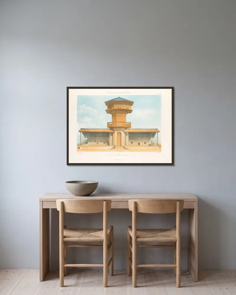 Taubenschlag und Taubenhaus (ländliches Genre) von Victor Petit gerahmt an einer Wand
