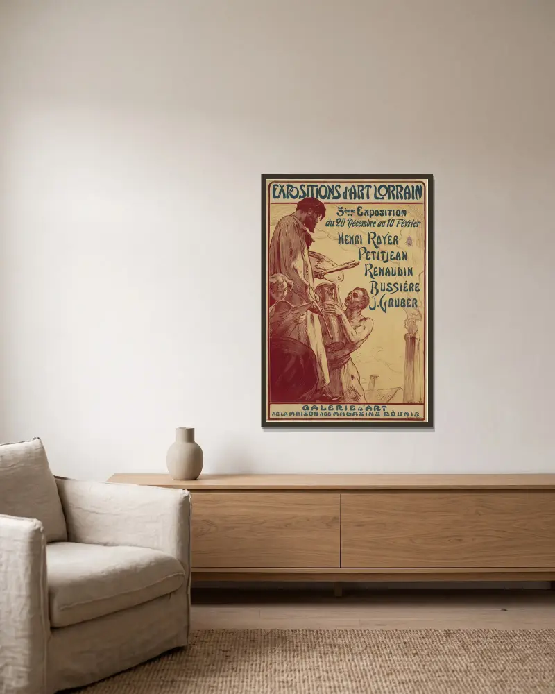 Ausstellungen lothringischer Kunst von Victor Prouvé gerahmt an einer Wand