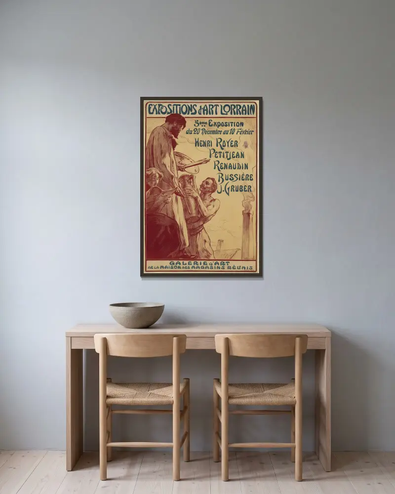 Ausstellungen lothringischer Kunst von Victor Prouvé gerahmt an einer Wand