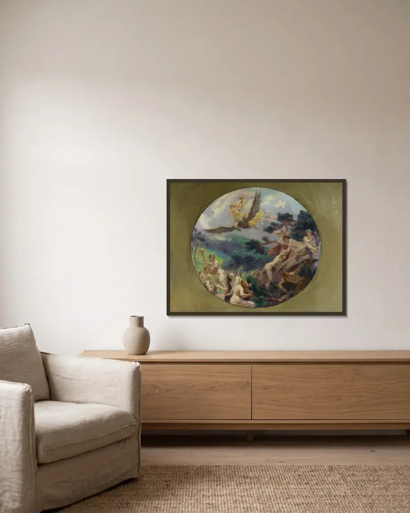 L’Ambroisie von Victor Prouvé gerahmt an einer Wand