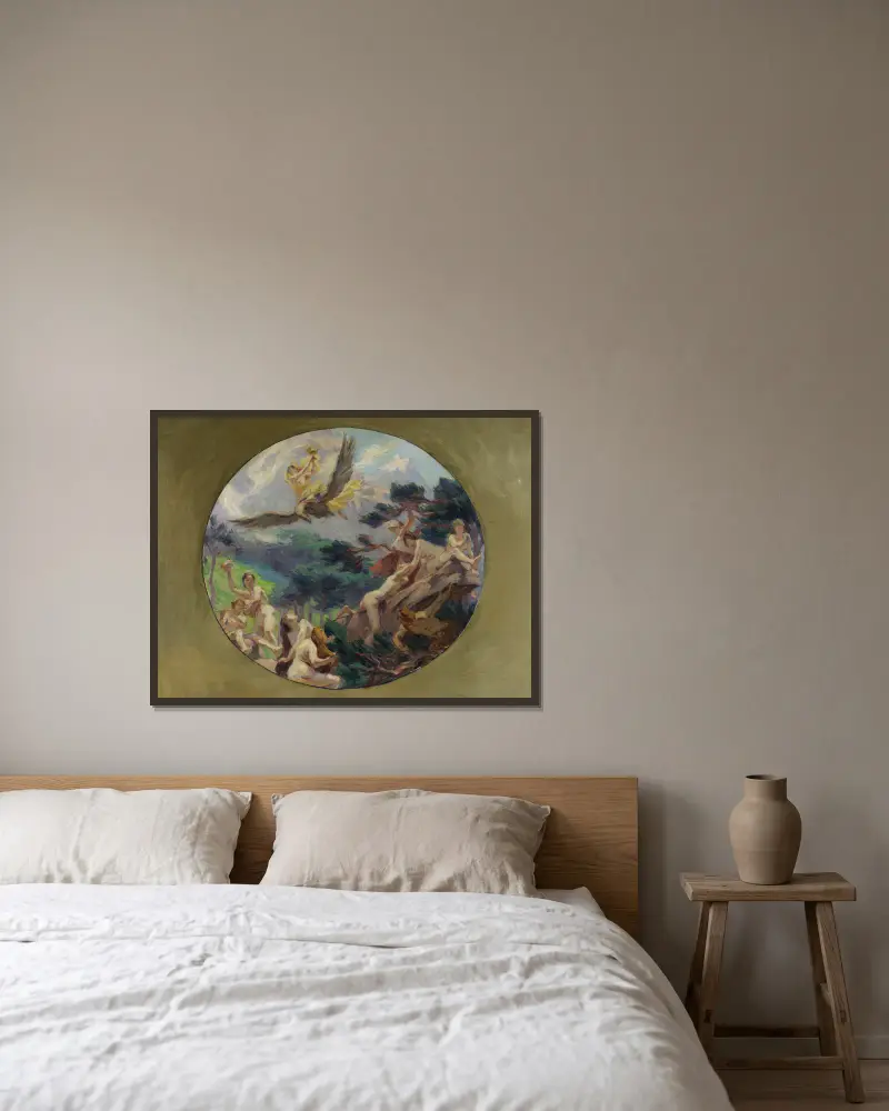 L’Ambroisie von Victor Prouvé gerahmt an einer Wand