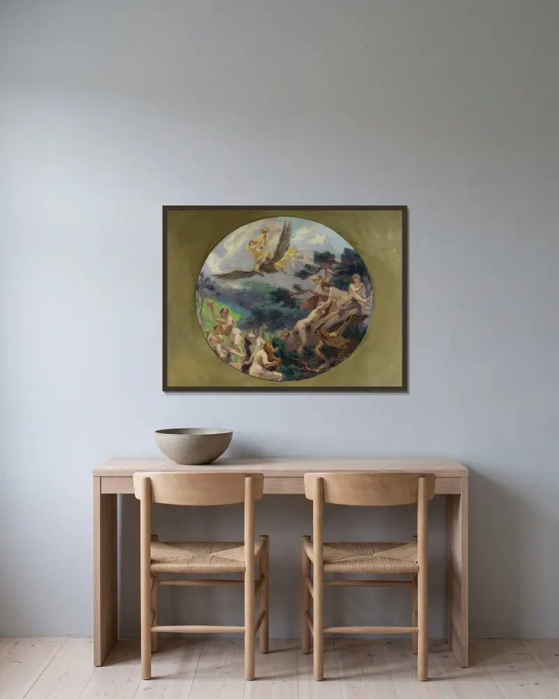 L’Ambroisie von Victor Prouvé gerahmt an einer Wand