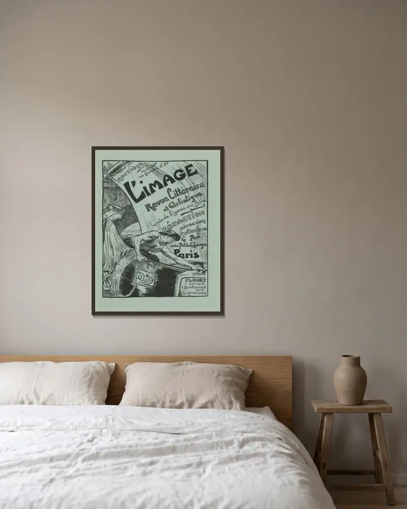 L’image. Revue littéraire et artistique Nr. 9 av Victor Prouvé inramad på en vägg